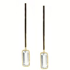 Pendientes barra de oro con aguamarinas