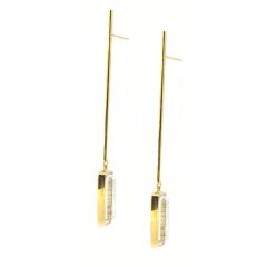 Pendientes barra de oro con aguamarinas