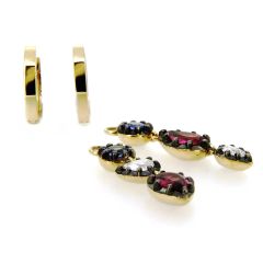 Aros con colgante desmontable de tanzanita, diamante y turmalina estilo georgiano