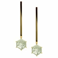 Pendientes barra de oro con prasiolitas estrelladas