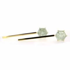 Pendientes barra de oro con prasiolitas estrelladas