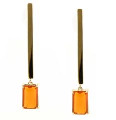 Pendientes barra de oro con ópalos de fuego