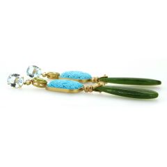 Pendientes XL piedras semipreciosas, turquesa y jade