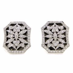 Pendientes silueta octogonal y motivo floral de diamantes