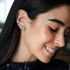 Pendientes trepadores diamantes motivo hojas