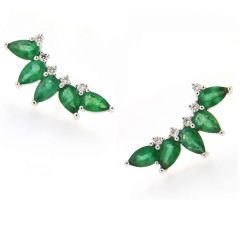 Pendientes trepadores esmeraldas y diamantes