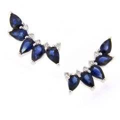 Pendientes trepadores zafiros y diamantes