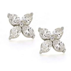 Pendientes de diamantes talla marquise modelo pétalos
