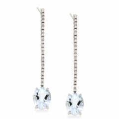 Pendientes riviere diamantes y aguamarina