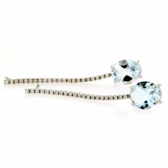 Pendientes riviere diamantes y aguamarina