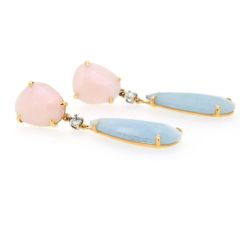 Pendientes de ópalo rosa y aguamarina