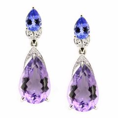 Pendientes de diamantes y tanzanita