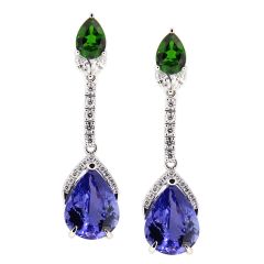 Pendientes de diamantes y diópsido de cromo