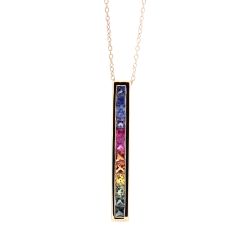 Colgante barrita rainbow zafiros color y cadena