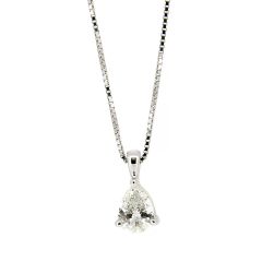 Colgante de diamante talla pera con cadena
