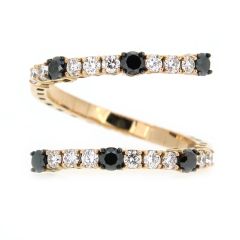 Anillo "serpiente" diamantes negros y blancos