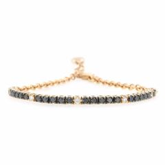 Pulsera media riviere diamantes negros y blancos graduable