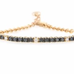 Pulsera media riviere diamantes negros y blancos graduable