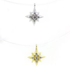 Colgante de diamantes mini "copo de nieve" con hilo y cierre de oro