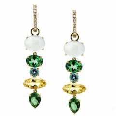 Aros de diamantes + colgantes topacio, berilo y aguamarina