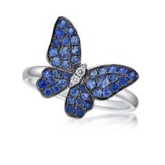 Anillo "Papillon" zafiro azul y diamante