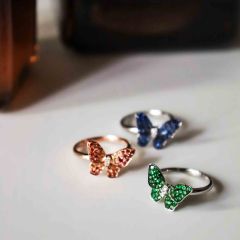 Anillo "Papillon" zafiro azul y diamante