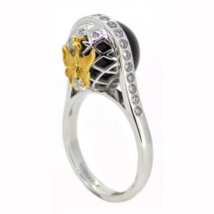 Sortija C&C "Prisma" bola onix y diamantes