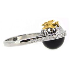 Sortija C&C "Prisma" bola onix y diamantes