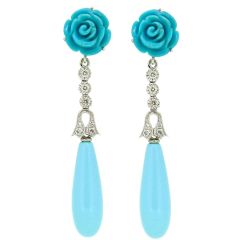 Pendientes flor de turquesa y diamantes