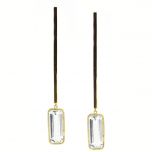 Pendientes barra de oro con aguamarinas