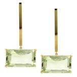 Pendientes barrita oro y prasiolitas talla rectangular