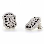 Pendientes silueta octogonal y motivo floral de diamantes