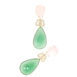 Pendientes con Opalo, cuarzo y diamantes
