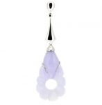 Pendientes largos de oro blanco y línea decô