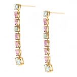 Pendientes riviere con topacio azul y zafiro rosa