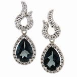 Colgantes topacio London blue (10x7mm) orlada de diamantes