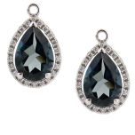 Colgantes topacio London blue (10x7mm) orlada de diamantes