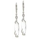 Pendientes de diamantes y Topacios incoloros ovales facetados