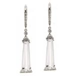 Pendientes de diamantes y Topacios incoloros talla trapecio