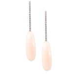 Pendientes largo riviere de diamantes y coral