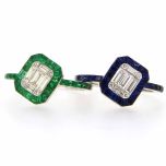 Anillo diamantes y zafiros engaste invisible