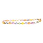 Pulsera riviere de zafiros multicolor y diamantes "Rainbow"