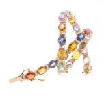 Pulsera riviere de zafiros multicolor y diamantes "Rainbow"