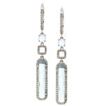 Pendientes Topacio azul y diamantes