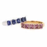 Alianza zafiros azules y diamantes