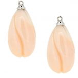 Colgantes coral piel de ángel gallonado 25x14mm