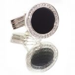 Gemelo ónix orlado de diamantes (tamaño 17mm)