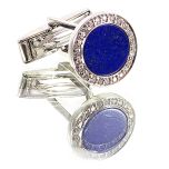 Gemelo lapislázuli orlado de diamantes (tamaño 14mm)