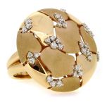 Anillo damero oro matizado y diamantes