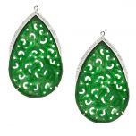 Colgantes de Jade tallado con semi orla de diamantes (forma Gota)
